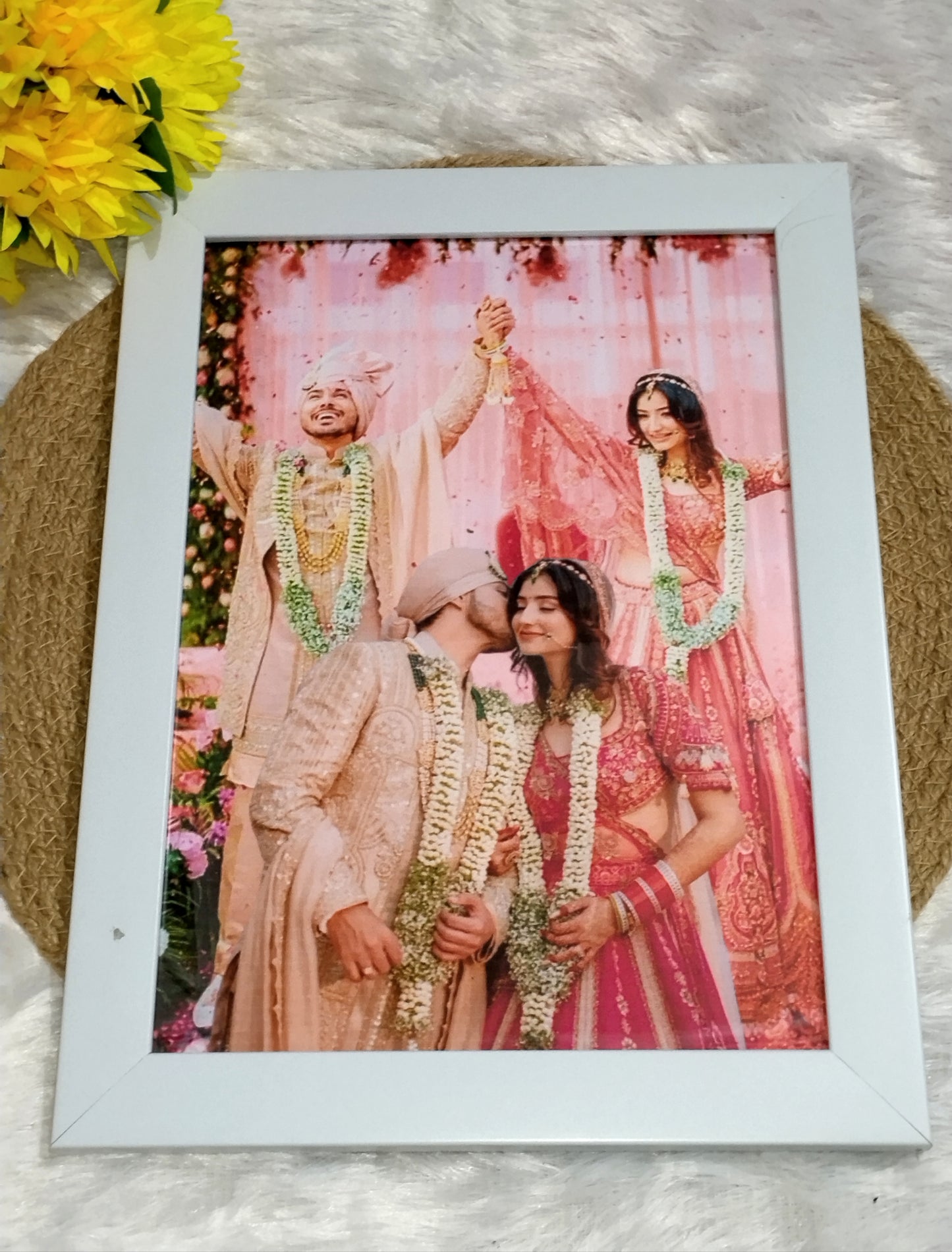 Forever Begins Here – Customized Wedding Aesthetic Frame 🤞💕🌸👫