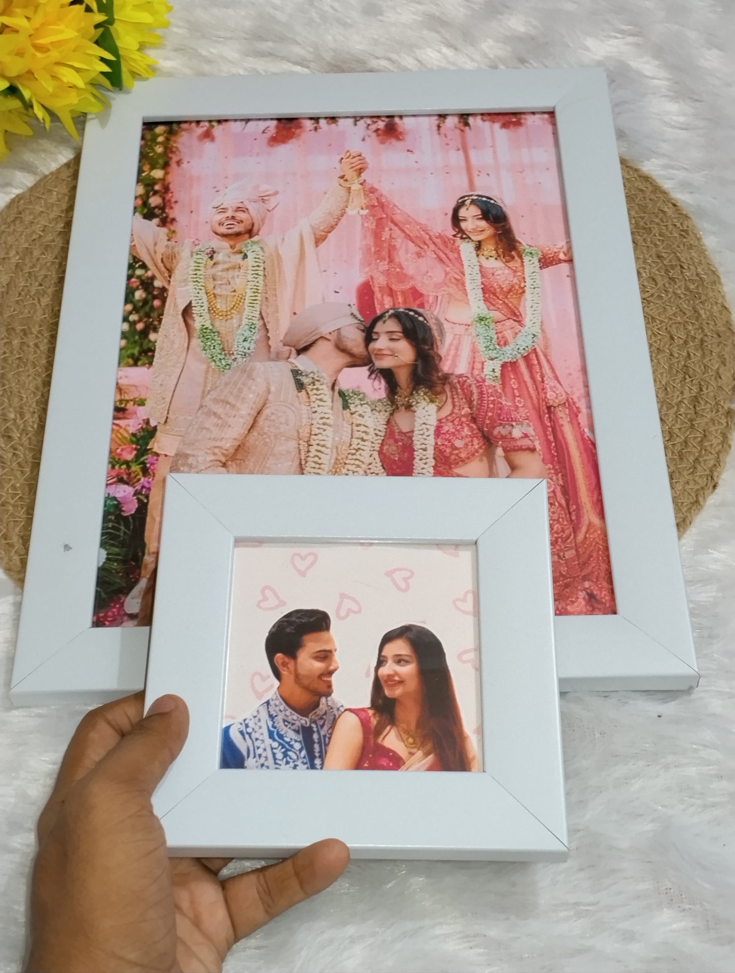 Forever Begins Here – Customized Wedding Aesthetic Frame 🤞💕🌸👫