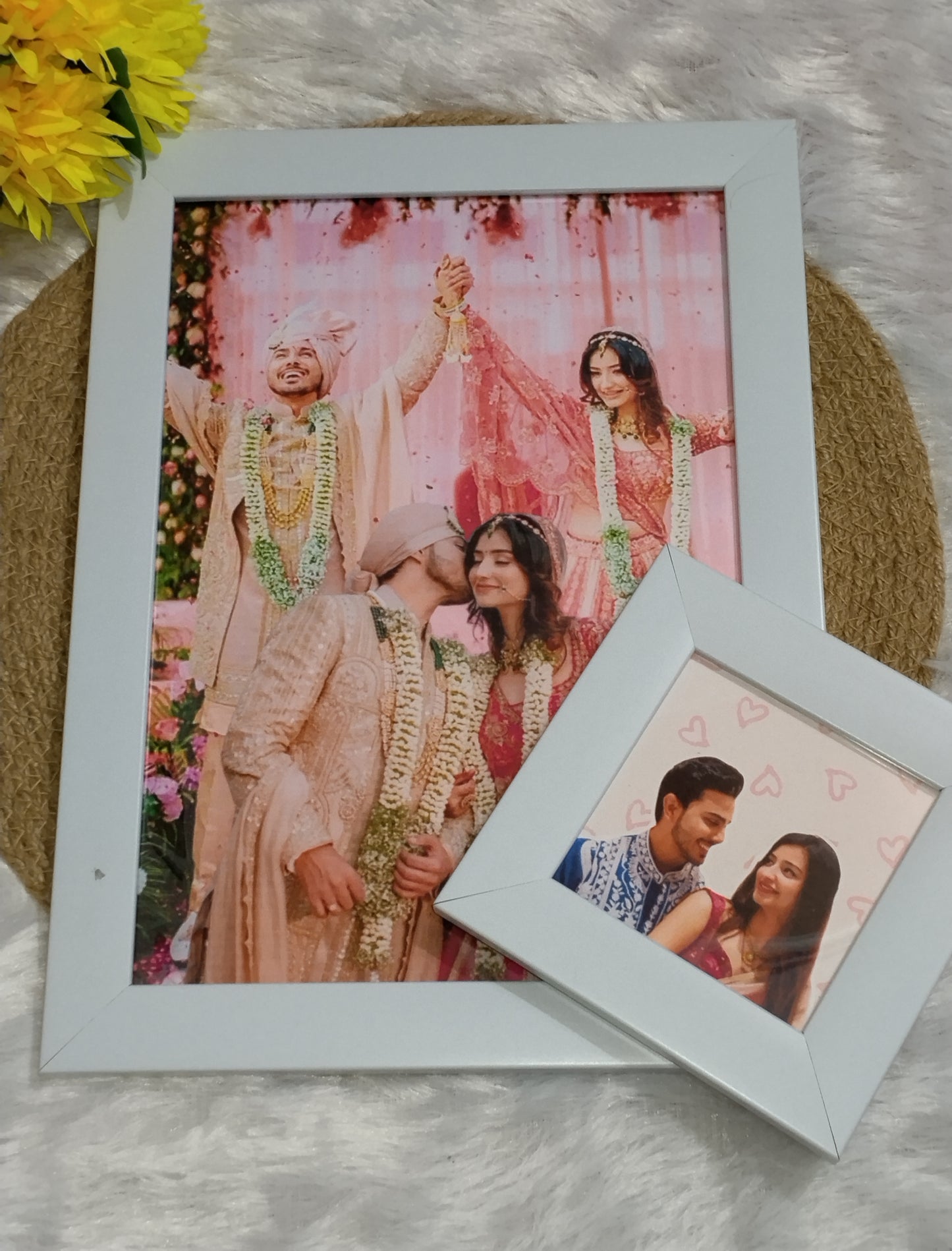 Forever Begins Here – Customized Wedding Aesthetic Frame 🤞💕🌸👫